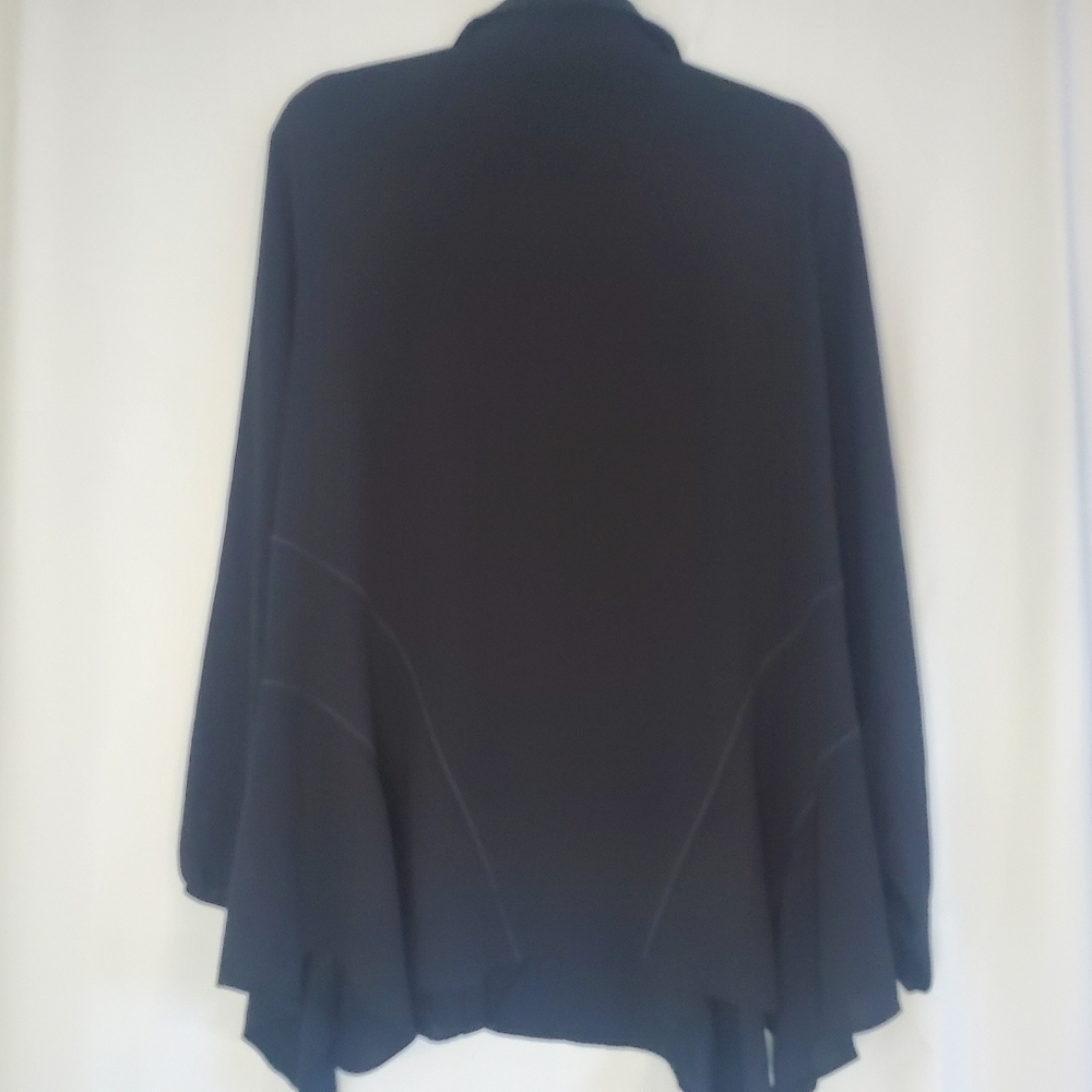 LOGO Women's Size L black lagonlook button front asymmetrical blouse - Picture 7 of 10